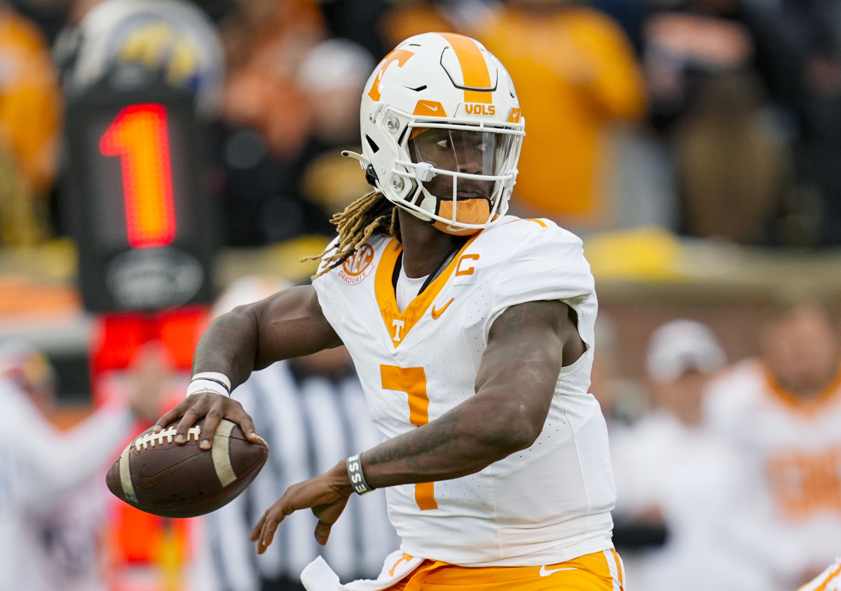 Tennessee Volunteers QB Joe Milton III during the loss to Missouri. (Photo by Jay Biggerstaff of USA Today Sports)